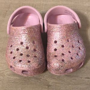 Pink sparkly Crocs. Size 5C